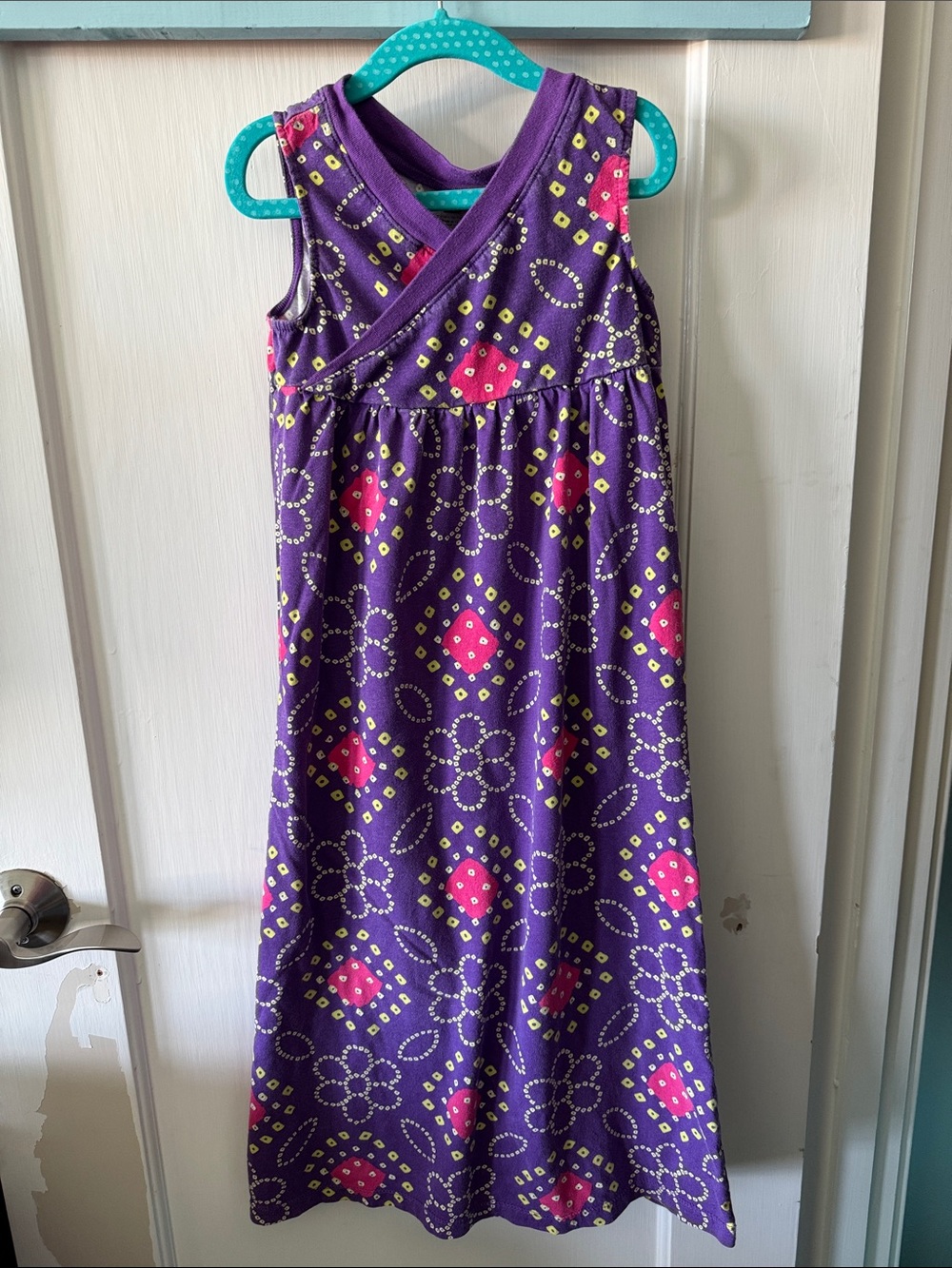 Tea Collection Purple Sleeveless Floral Print Dress with Pink Accents